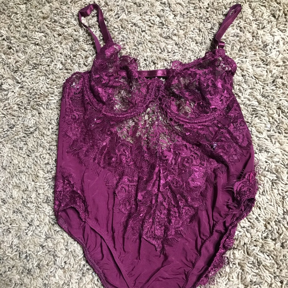 Maroon lace bodysuit